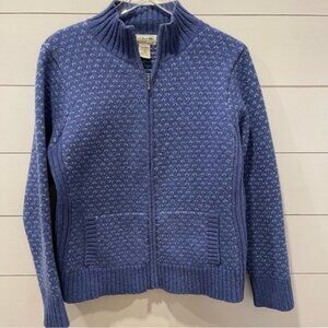 Vintage LL Bean Nordic Lambswool Full Zip Cardigan Sweater Womens size Large